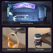 Z-Shaped Computer Gaming Desk with RGB LED Lights Home Office Table X-Large 140cm V767-JJ-ZT823