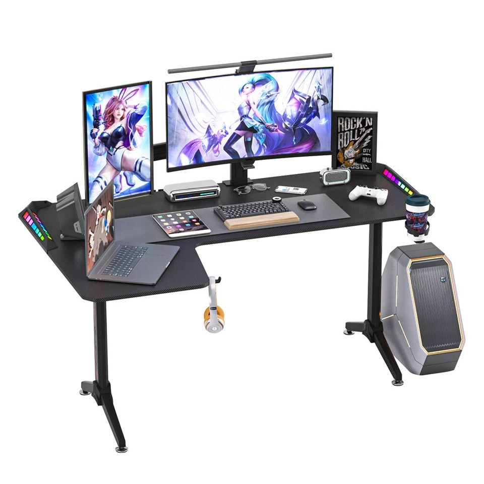 Black L-Shaped Gaming Desk w/ Storage Box V767-JJ-ZT878-L