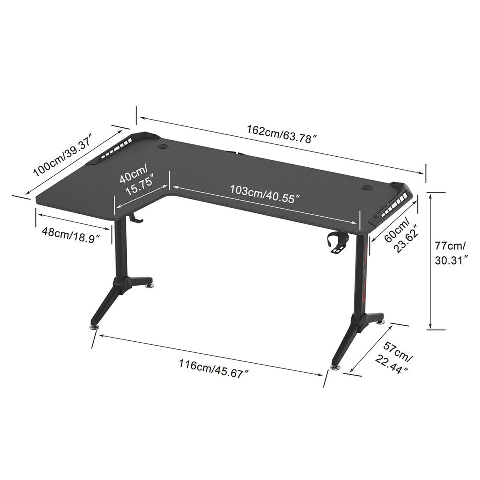Black L-Shaped Gaming Desk w/ Storage Box V767-JJ-ZT878-L