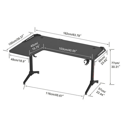 Black L-Shaped Gaming Desk w/ Storage Box V767-JJ-ZT878-L