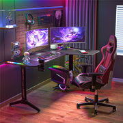 Multi-Style Pro Gaming Desk RGB LED L-Shaped PC Computer Studio Gamer Table Carbon Fibre V767-JJ-ZT878-R