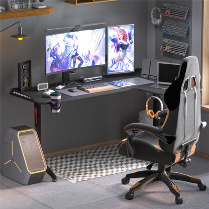 Multi-Style Pro Gaming Desk RGB LED L-Shaped PC Computer Studio Gamer Table Carbon Fibre V767-JJ-ZT878-R