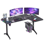 Multi-Style Pro Gaming Desk RGB LED L-Shaped PC Computer Studio Gamer Table Carbon Fibre V767-JJ-ZT878-R