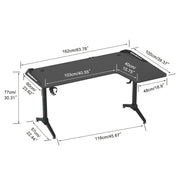 Multi-Style Pro Gaming Desk RGB LED L-Shaped PC Computer Studio Gamer Table Carbon Fibre V767-JJ-ZT878-R