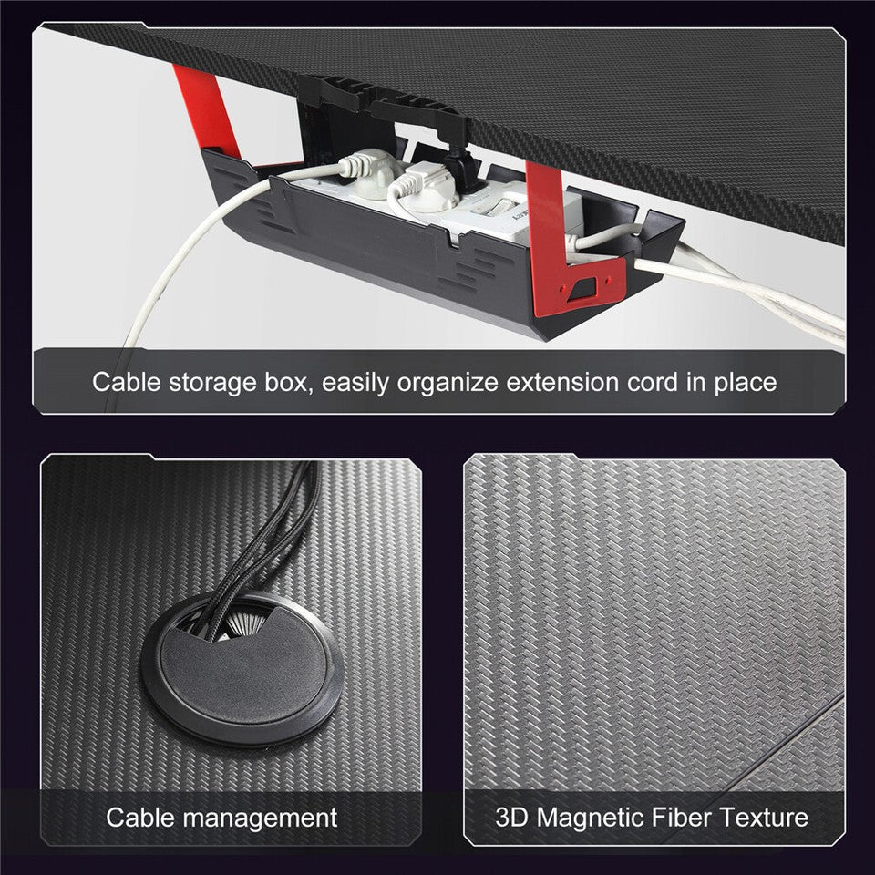 Multi-Style Pro Gaming Desk RGB LED L-Shaped PC Computer Studio Gamer Table Carbon Fibre V767-JJ-ZT878-R