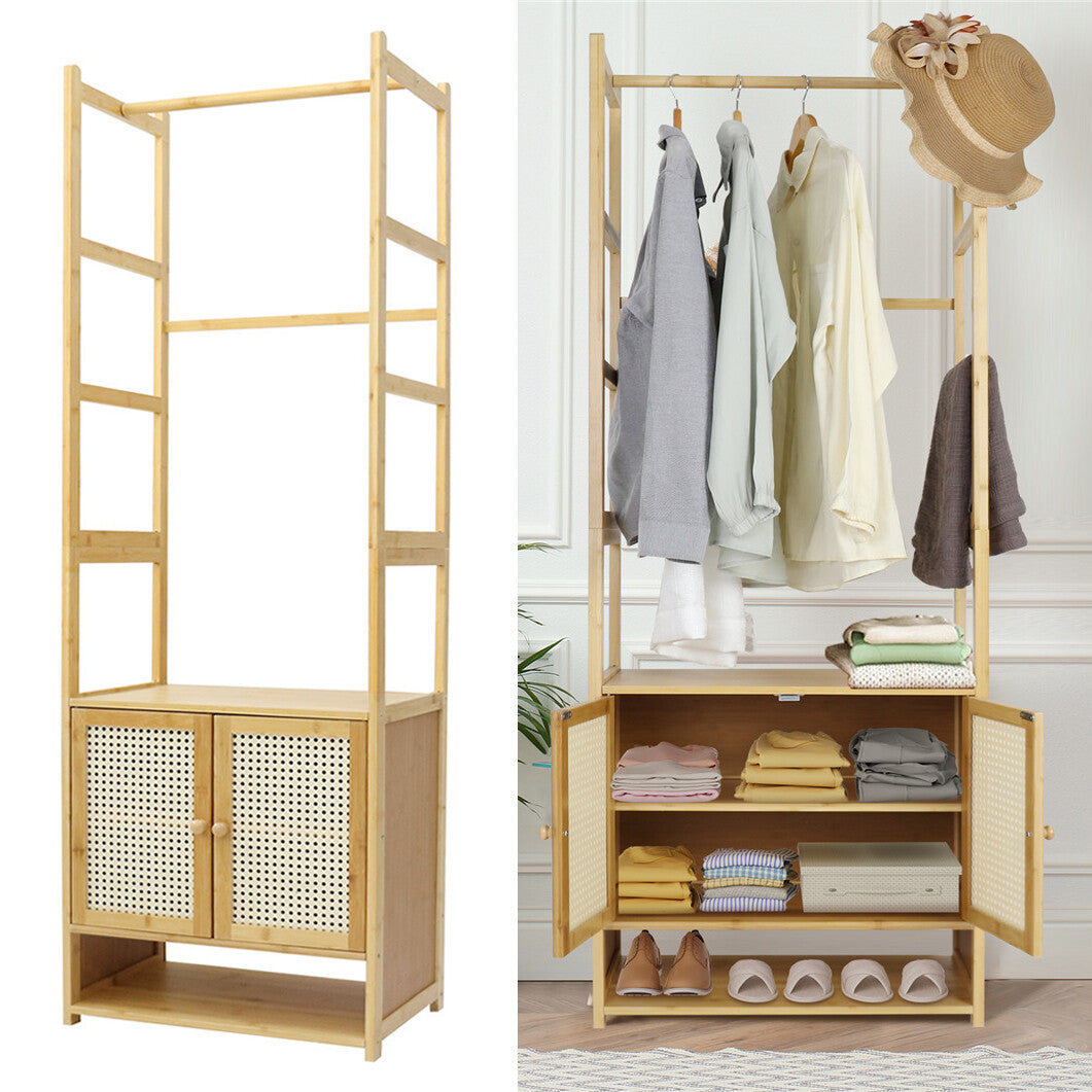 High Strength Bamboo Clothing Rack Closet Organizer Storage Cabinet & Shoe Shelf V767-JJ-ZY1113