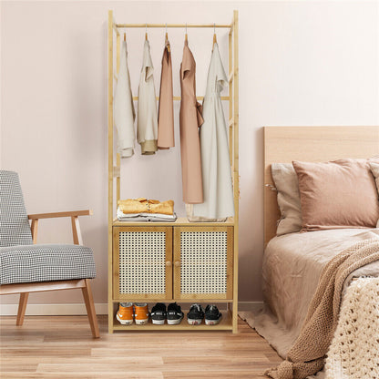 High Strength Bamboo Clothing Rack Closet Organizer Storage Cabinet & Shoe Shelf V767-JJ-ZY1113
