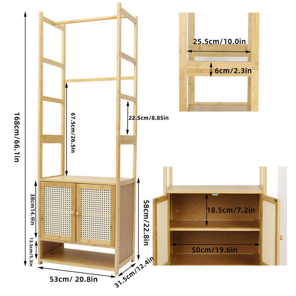 High Strength Bamboo Clothing Rack Closet Organizer Storage Cabinet & Shoe Shelf V767-JJ-ZY1113