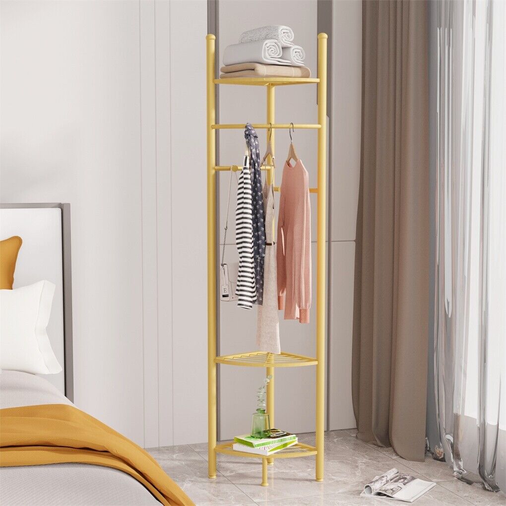 Fin Heavy Duty Clothes Stand Space-Saving Corner Coat Hat Shoes Rack Bedroom V767-JJ-ZY1123-G1