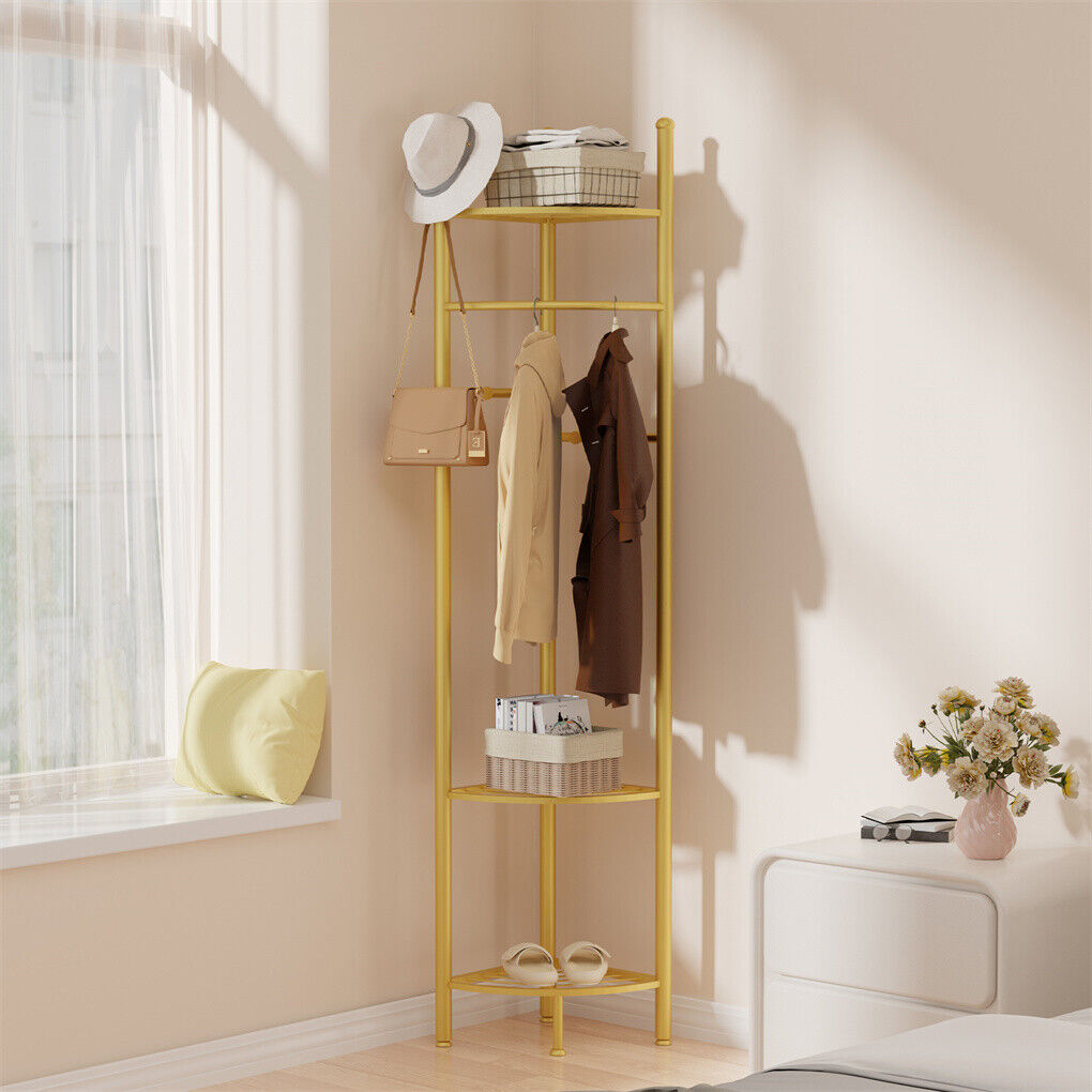 Fin Heavy Duty Clothes Stand Space-Saving Corner Coat Hat Shoes Rack Bedroom V767-JJ-ZY1123-G1