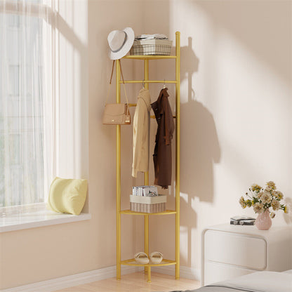 Fin Heavy Duty Clothes Stand Space-Saving Corner Coat Hat Shoes Rack Bedroom V767-JJ-ZY1123-G1