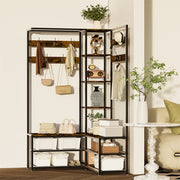 Xxl Corner Coat Stand Widen Depth Bench Shoe Rack Storage Shelves 10 Dual Hooks V767-JJ-ZY1368