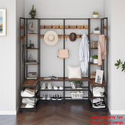 Xxl Corner Coat Stand Widen Depth Bench Shoe Rack Storage Shelves 10 Dual Hooks V767-JJ-ZY1368