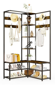 Xxl Corner Coat Stand Widen Depth Bench Shoe Rack Storage Shelves 10 Dual Hooks V767-JJ-ZY1368