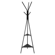 Gold Coat Rack, Freestanding Coats Rack Stand with 2 Shelves & 6 Hooks, Free Standing Hall Coat Tree V767-JJ-ZY163