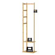 Bamboo Coat Stand Clothes Rack with Garment Shelf, Hanging Rail and Hooks V767-JJ-ZY212-G2