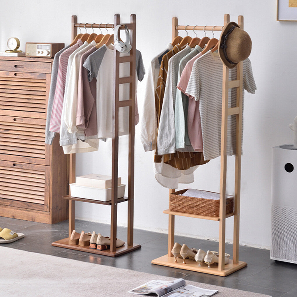 Versatile Strong Bamboo Clothes Hanger Rod Stand Scarf Hat Holder Storage Shelf V767-JJ-ZY212-V1