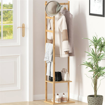 Versatile Strong Bamboo Clothes Hanger Rod Stand Scarf Hat Holder Storage Shelf V767-JJ-ZY212-V1