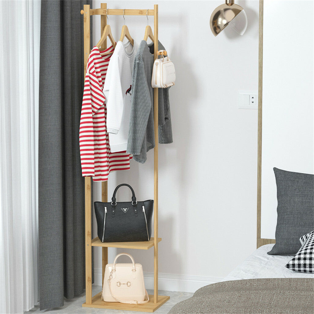 Versatile Strong Bamboo Clothes Hanger Rod Stand Scarf Hat Holder Storage Shelf V767-JJ-ZY212-V1