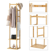 Versatile Strong Bamboo Clothes Hanger Rod Stand Scarf Hat Holder Storage Shelf V767-JJ-ZY212-V1
