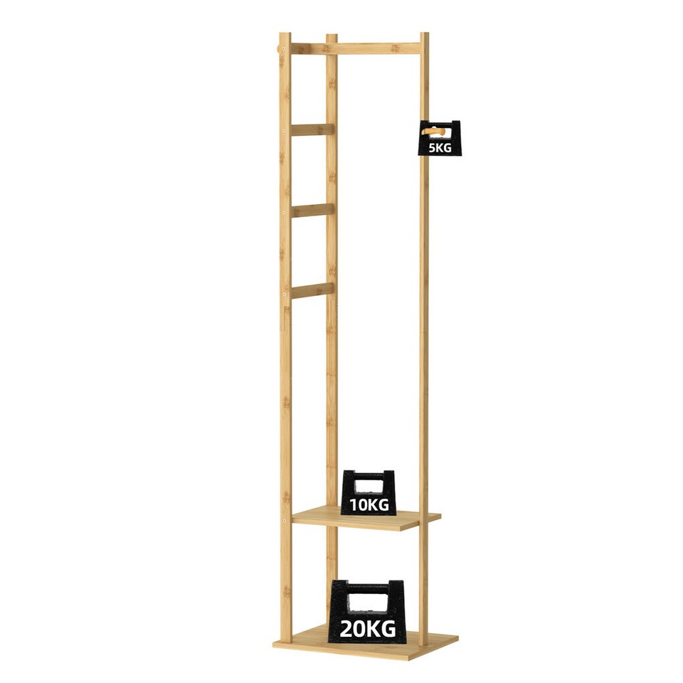 Versatile Strong Bamboo Clothes Hanger Rod Stand Scarf Hat Holder Storage Shelf V767-JJ-ZY212-V1