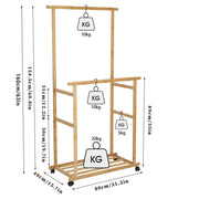 Double Rail Heavy Strong Rolling Clothes Rack with Trousers Rack & Bottom Shelf V767-JJ-ZY643