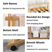 Double Rail Heavy Strong Rolling Clothes Rack with Trousers Rack & Bottom Shelf V767-JJ-ZY643
