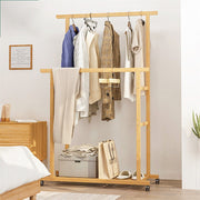 Double Rail Heavy Strong Rolling Clothes Rack with Trousers Rack & Bottom Shelf V767-JJ-ZY643