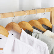 Portable Rolling Bamboo Clothes Rack for Kids with Hanging Rail V767-JJ-ZY643-G1