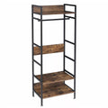 Rustic Wooden Clothes Garment Rail Open Hanging Display Shelf Shoe Rack Entryway V767-JJ-ZY728