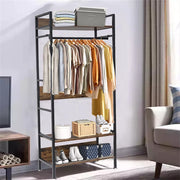 Rustic Wooden Clothes Garment Rail Open Hanging Display Shelf Shoe Rack Entryway V767-JJ-ZY728
