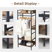Rustic Wooden Clothes Garment Rail Open Hanging Display Shelf Shoe Rack Entryway V767-JJ-ZY728