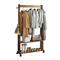 Walnut Wood Rolling Clothing Garment Rack Open Wardrobe Entryway Bedroom Shop V767-JJ-ZY791