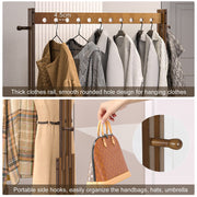 Walnut Wood Rolling Clothing Garment Rack Open Wardrobe Entryway Bedroom Shop V767-JJ-ZY791