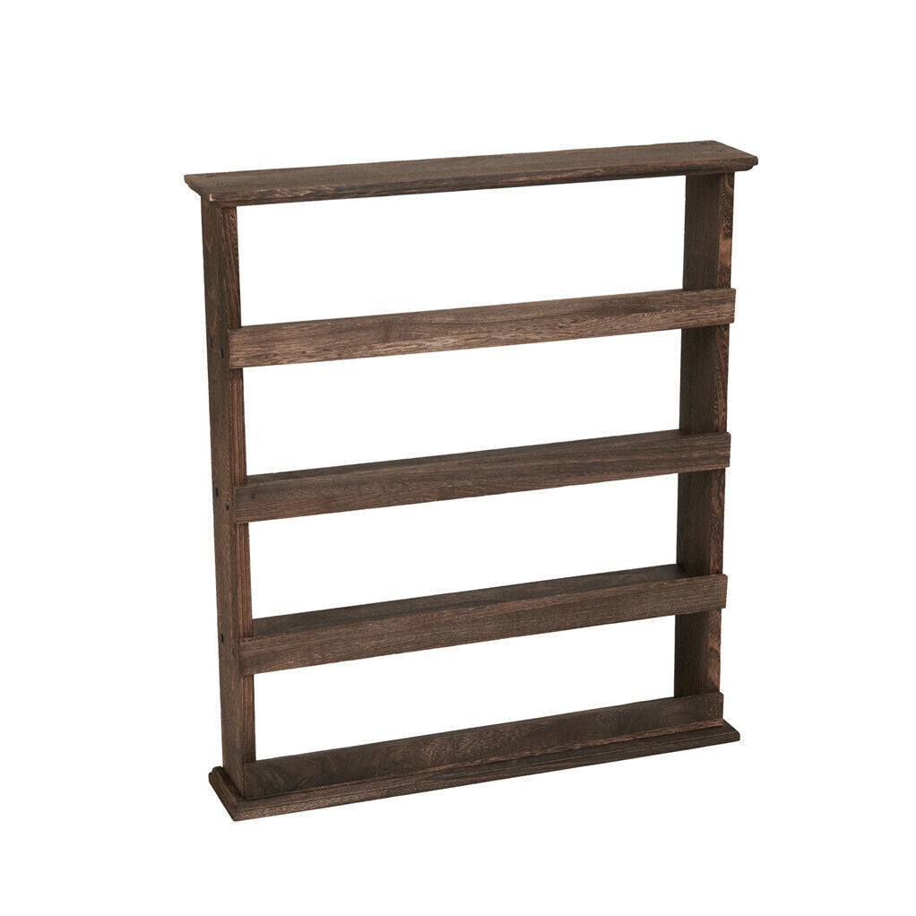 4 Tiers Rustic Wood Spice Rack Organizer Wall Mounted Kitchen Shelves Space Save V767-JJ-ZZ116