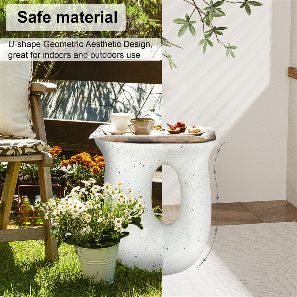U-Shaped Terrazzo Concrete Outdoor Stool V767-JJ-ZZ1187-G1
