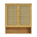 3 Tier Bathroom Wall Cabinet Rattan Door Bamboo Storage Shelf Over Toilet Cupboard Organizer V767-JJ-ZZ1349