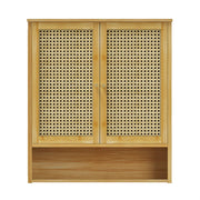 3 Tier Bathroom Wall Cabinet Rattan Door Bamboo Storage Shelf Over Toilet Cupboard Organizer V767-JJ-ZZ1349