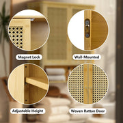 3 Tier Bathroom Wall Cabinet Rattan Door Bamboo Storage Shelf Over Toilet Cupboard Organizer V767-JJ-ZZ1349
