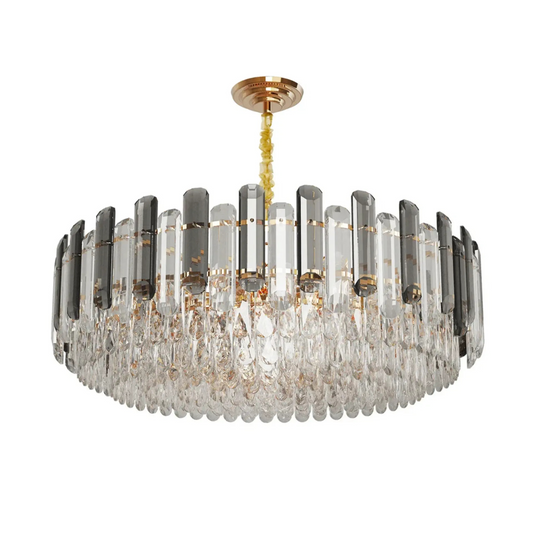 P&P Gold And Grey Smoky Crystal Chandelier With 10 E14 LED Lights And Adjustable Height V767-JJ-ZZ136-60-CGY-V2
