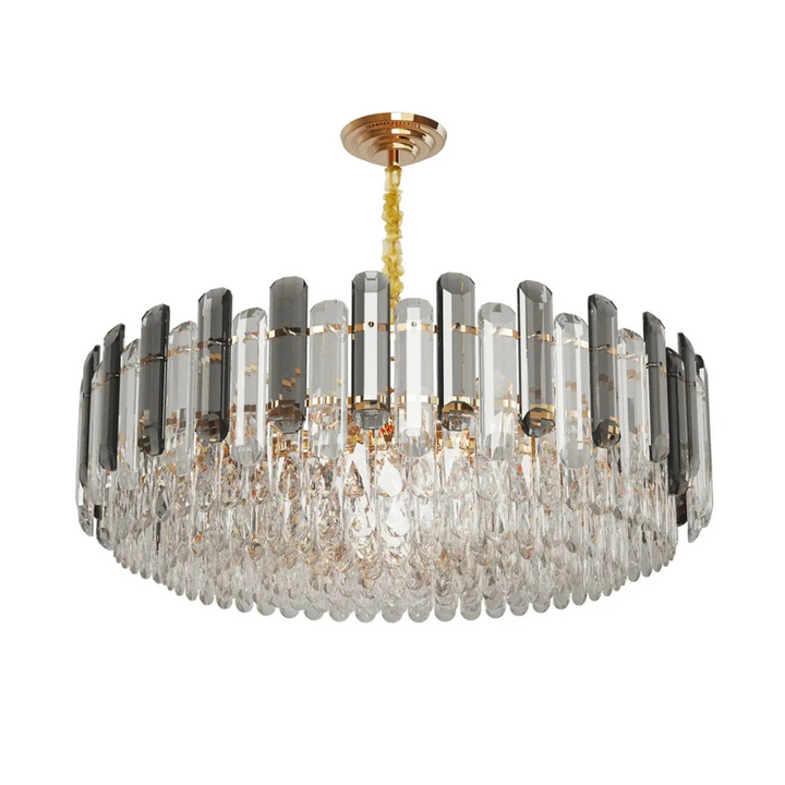 P&P Gold And Grey Smoky Crystal Chandelier With 10 E14 LED Lights And Adjustable Height V767-JJ-ZZ136-60-CGY-V2