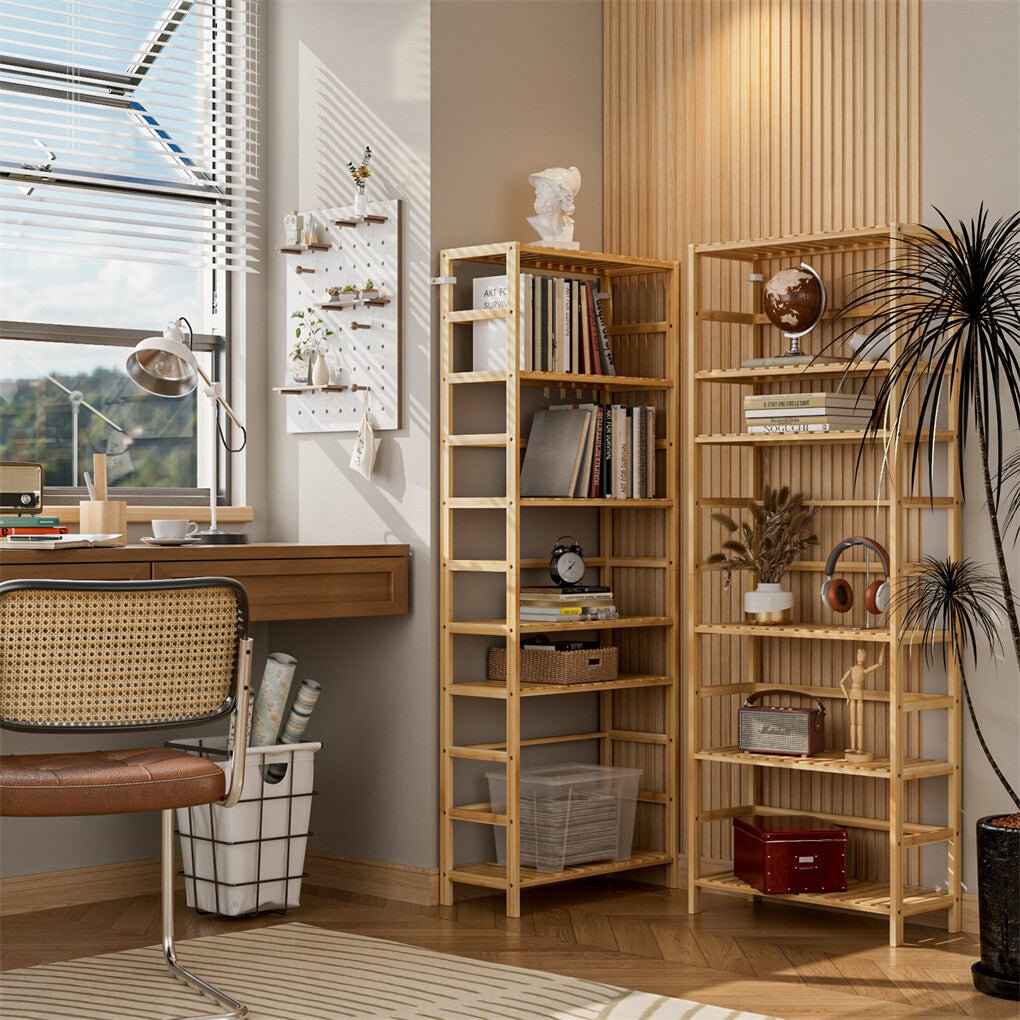 Fin Super Large Wooden Storage Unit 6 Adjustable Shelves Home Kitchen Organization V767-JJ-ZZ1386
