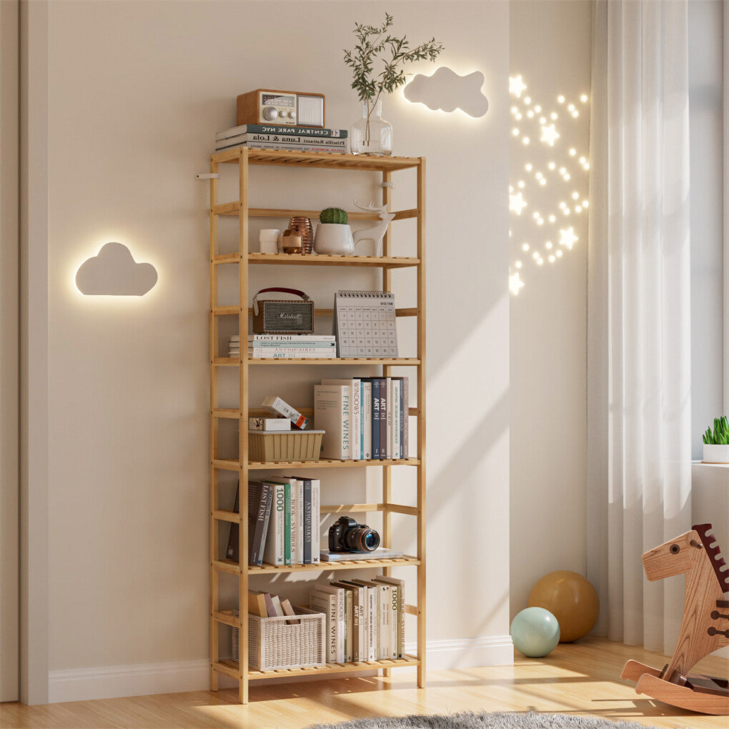 Fin Super Large Wooden Storage Unit 6 Adjustable Shelves Home Kitchen Organization V767-JJ-ZZ1386