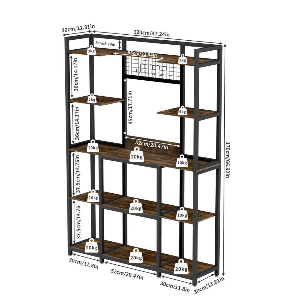 XXL Large Kitchen Bakers Rack Freestanding Microwave Stand Kitchen Storage Shelf V767-JJ-ZZ1398