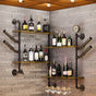 Industrial Pipe Bar Wall Liquor Shelf Floating Shelves with Wine Glass Holder V767-JJ-ZZ1431