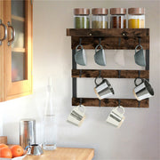 Tea Coffee Mug Rack Storage Holder Cup Hanger Wood Wall Mounted Teacup Organizer V767-JJ-ZZ162