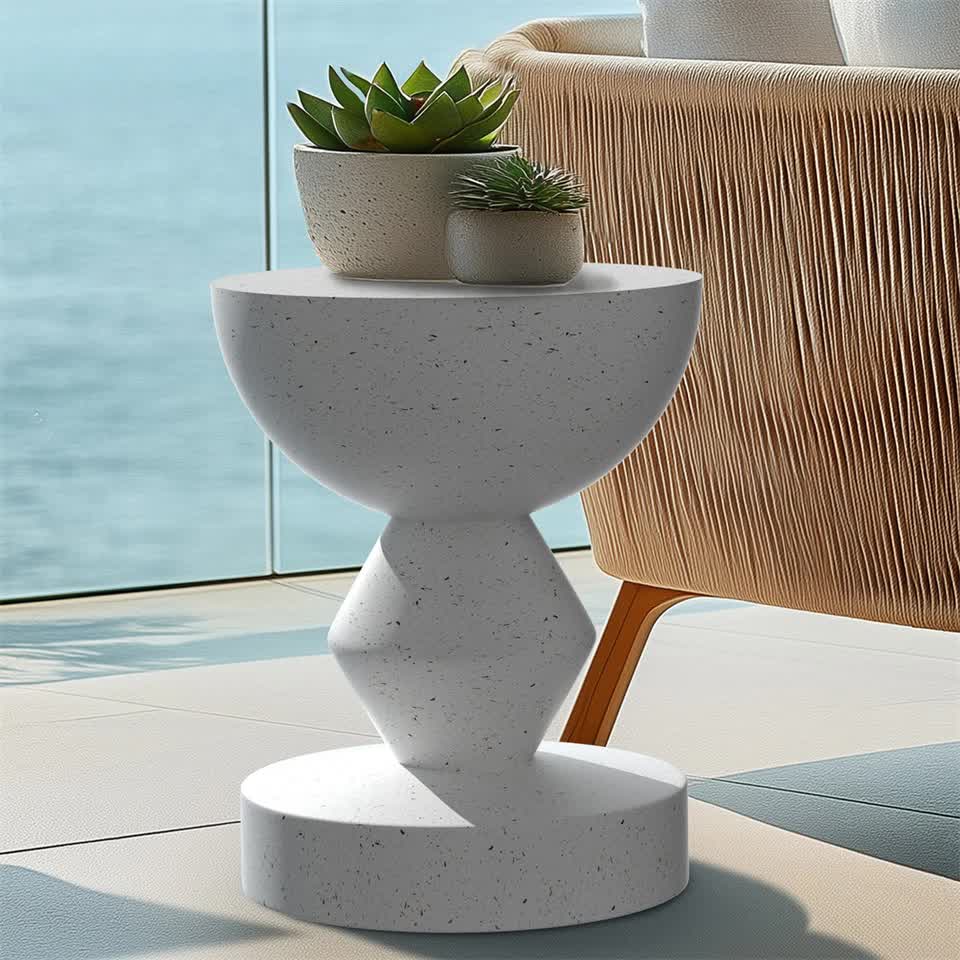 Stylish Lightweight Concrete Sofa Side Table Cement Bedside Table Outdoor Patio V767-JJ-ZZ1621