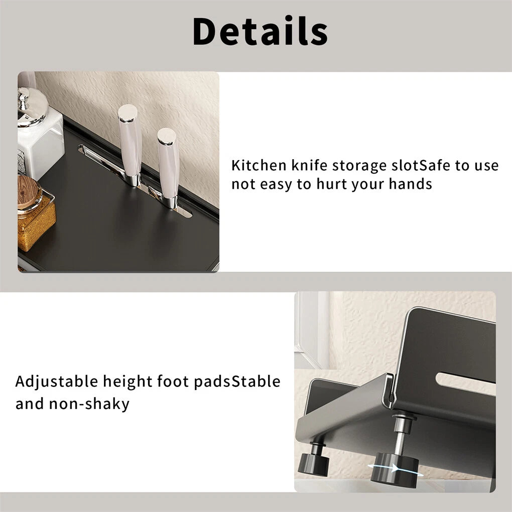 3-Tier Large Kitchen Spice Rack Anti-Rust Organizer Shelf, Height Adjustable Storage Rack AU V767-JJ-ZZ1631