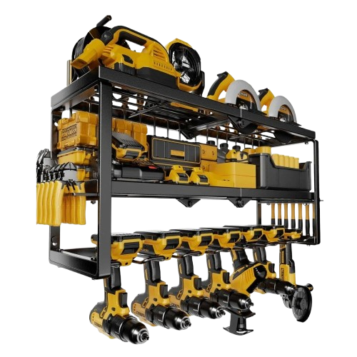 P&P Heavy Duty Power Tool Organizer with 7 Drill Holders Wall Mounted Garage Storage Rack for Tools & Utility V767-JJ-ZZ1673