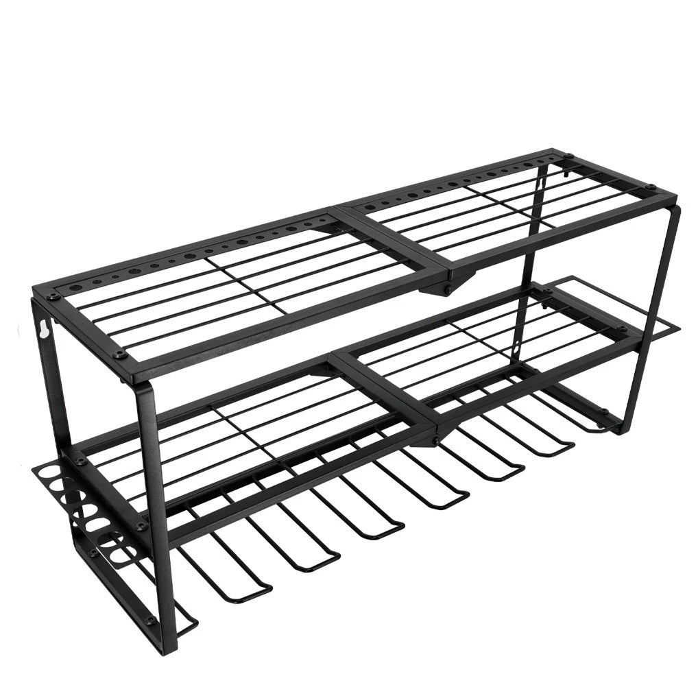 P&P Heavy Duty Power Tool Organizer with 7 Drill Holders Wall Mounted Garage Storage Rack for Tools & Utility V767-JJ-ZZ1673